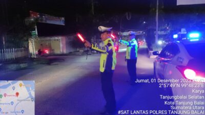 Rangka Operasi Mantap Brata Toba 2023 Sat Lantas Polres Tanjung Balai Laksanakan Blue Light Patrol Sekitar Kota Tanjung Balai